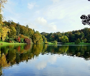 Lato, Mostek, Park, Jezioro