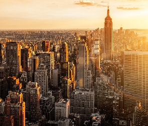 Nowy, Manhattan, Rzeka, Jork, Słońca, Wieżowce, Promienie