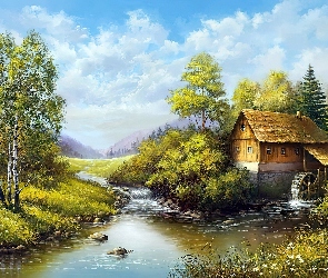 Roślinność, Rzeczka, Młyn, Wodny