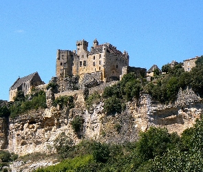 Skały, Francja, Château de Beynac, Roślinność, Akwitania, Zamek Beynac, Gmina Beynac-et-Cazenac