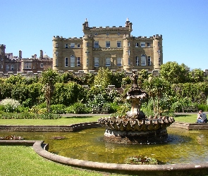 Culzean Castle, Zamek Culzean, Fontanna, Szkocja, Wielka Brytania, Park, Miasto Maybole