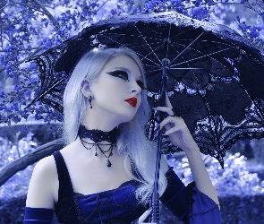 Kobieta, Gothic, Parasol