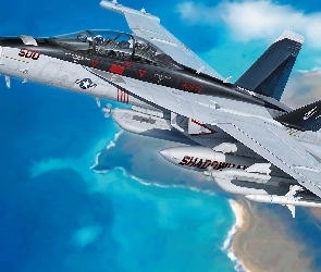 Airplane, Chmury, EA-18, Boeing