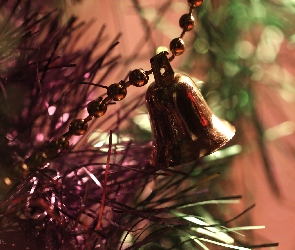 Złoty, Dzwonek, Narodzenie, Święta, Boże, Ozdoba
