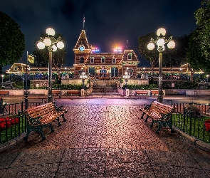 Dom, Kalifornia, Oświetlenie, Disneyland, Świąteczne