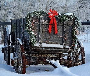 Śnieg, Świąteczna, Dekoracja, Wóz, Zima
