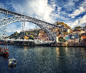 Portugalia, Most, Porto, Miasteczko, Łodzie, Rzeka