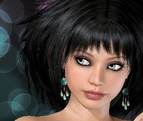 Jabłko, 3D, Grafika, Portret, Dziewczyna