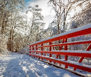 Zima, Poręcz, Oblodzona, Most