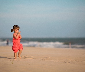 Dziewczynka, Plaża, Morze