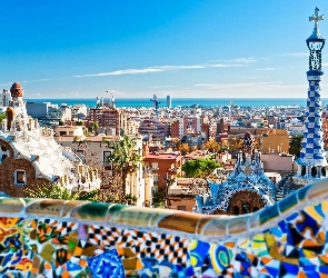 Panorama, Gaudiego, Budynki, Barcelony