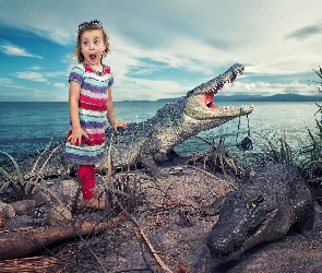Dziewczynka, Morze, Krokodyle