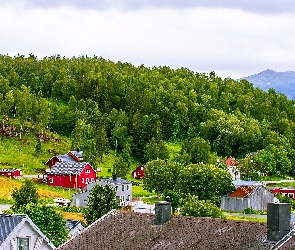 Północna Norwegia, Domy, Góry, Lasy