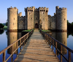 Zamek Bodiam, Bodiam Castle, Fosa, Anglia, Mostek, Wieś Robertsbridge