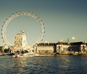 Rzeka, Anglia, London Eye, Tamiza