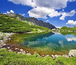 Tatry, Odbicie, Jezioro, Obłoki, Hale