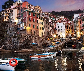 Domy, Łódki, Włochy, Miasto Manarola