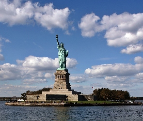 Rzeka, Hudson, Wolności, Island, Statua, Liberty