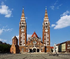 Plac, Drzewa, Budynki, Kościół