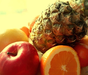Jabłko, Mandarynka, Ananas, Pomarańcz, Owoce
