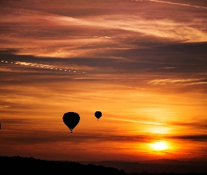 Zachód, Balony, Słońca