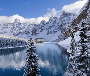 Jezioro, Śnieg, Góry