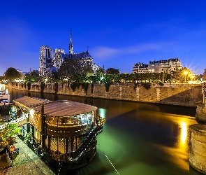 Paryż, Latarnie, Most, Rzeka, Notre Dame