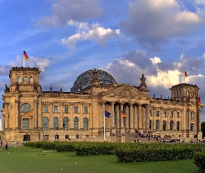 Reichstagu, Chmury, Ciemne, Skwer, Gmach