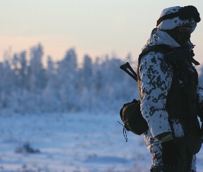 Żołnierz, Karabin, Zima