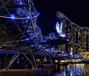 Nocą, Singapur, Most, Helix