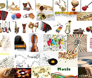 Napisy, Nuty, Instrumenty, Różne, Klucze, Muzyczne