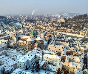 Austria, Zima, Miasto, Salzburg