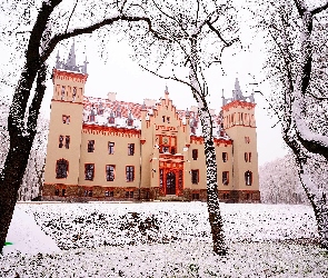 Śnieg, Drzewa, Pałac