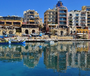Łódki, Morze, Malta, Domy