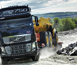 Ciężarówka, Pył, Kamienie, Volvo