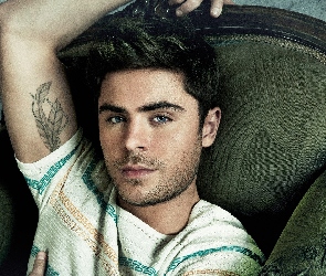 Tatuaż, Fotel, Mężczyzna, Zac Efron