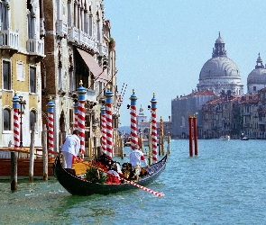 Kanał, Włochy, Wenecja, Gondola, Domy