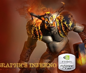 ogień, logo, potwór, Nvidia