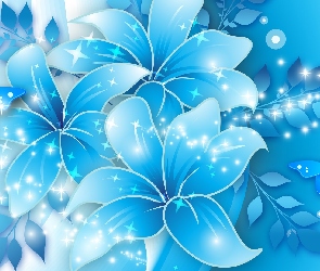 Niebieskie, Kwiaty, Abstrakcja