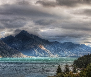 Jezioro, Nowa Zelandia, Queenstown, Góry