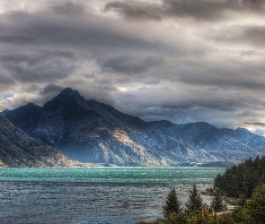 Nowa Zelandia, Queenstown, Jezioro, Góry