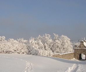 Zima, Klasztoru, Krzyż, Święty, Brama, Do