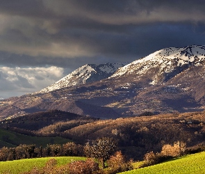 Góry, Las, Chmury, Łąka