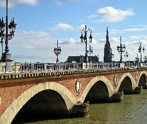 Francja, Kościół, Rzeka, Bordeaux, Most, Latarnie