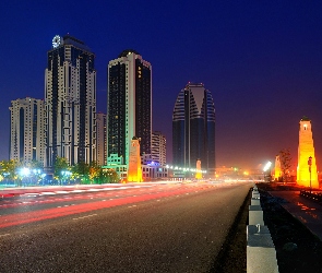 Noc, Drapacze Chmur, Grozny, Rosja, Czeczenia, Miasto