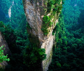 Lasy, Góry, Zhangjiajie, Światło, Park, Narodowy, Przebijające