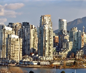 Góry, Panorama, Światło, Morze, Przebijające, Vancouver