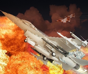 F-16, Rakiety, Wybuch, Falcon