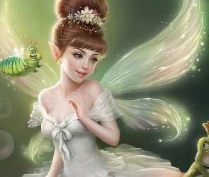 Robaczek, Żaba, Dziewczyna, Fantasy, Elf, Skrzydełka