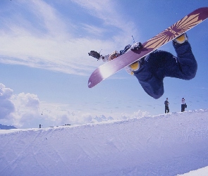 Snowbording, śnieg, snowboardzista , deska